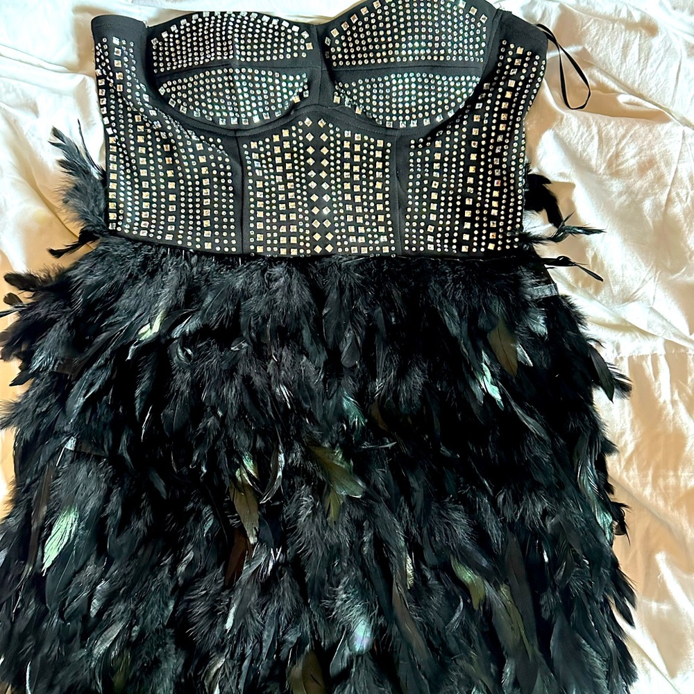 Fashion Nova feather dress NWT